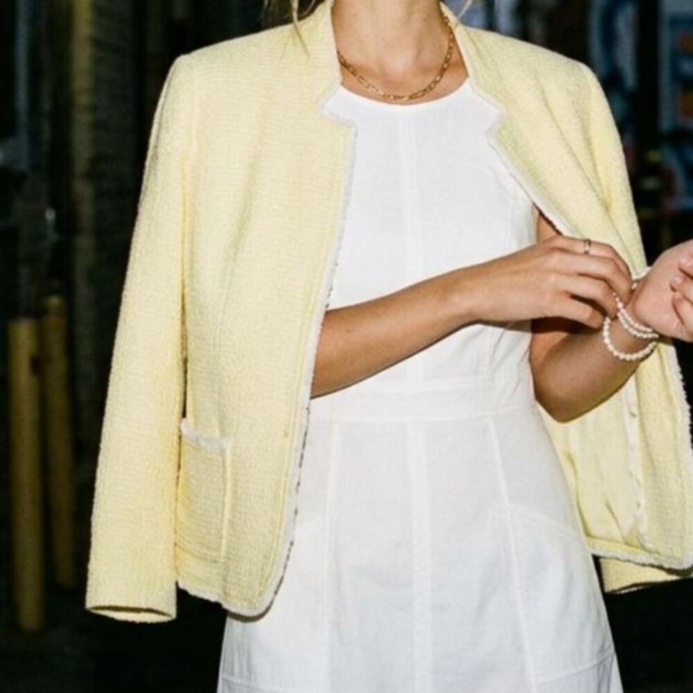 Loft Yellow Tweed Style Blazer
